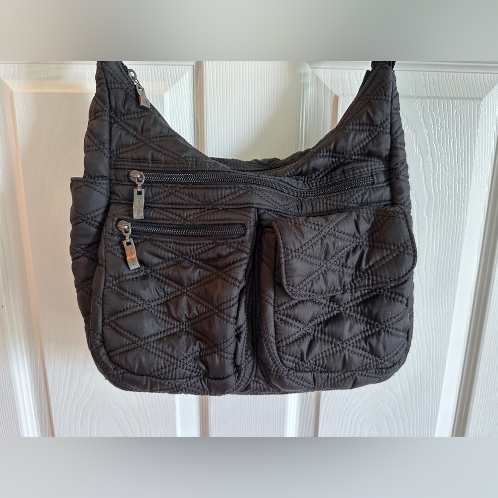 BAGGILLINI Black Quilted Multi Pocket Crossbody